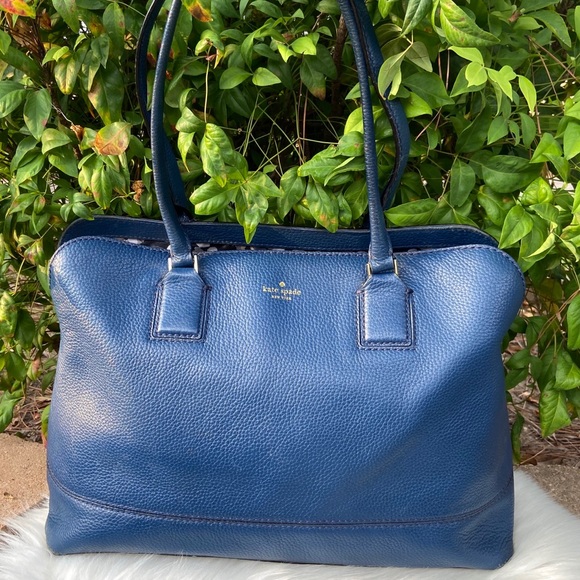 kate spade Handbags - Kate Spade Royal Blue Leather Laptop Work Tote